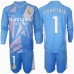 Real Madrid Thibaut Courtois #1 Keeper Hjemmedraktsett Barn 2024-25 Langermet (+ Korte bukser)